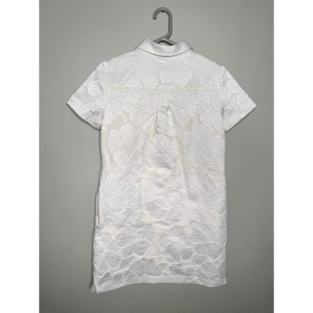 Banana Republic Floral Jacquard Polo Dress White Women’s Small Petite Lined - Picture 2 of 5